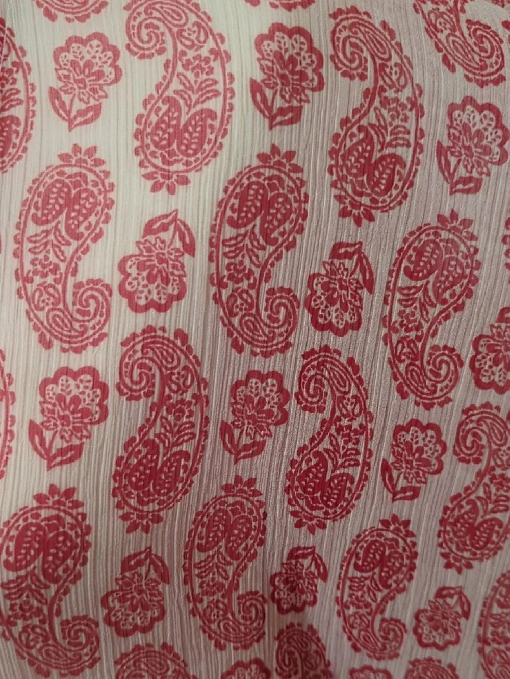 bp. Sheer Cream Top with Red Paisley Print